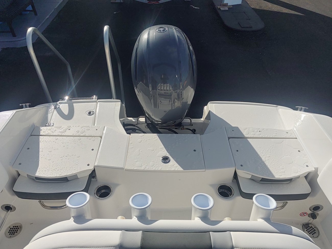 Center console is an open hull boat where the console of the boat is in the center. The boat deck surrounds the console so that a person can walk all around the boat from stern to bow with ease. Most center consoles are powered by outboard motors.